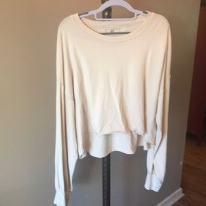 Distressed long sleeved cropped t-shirt